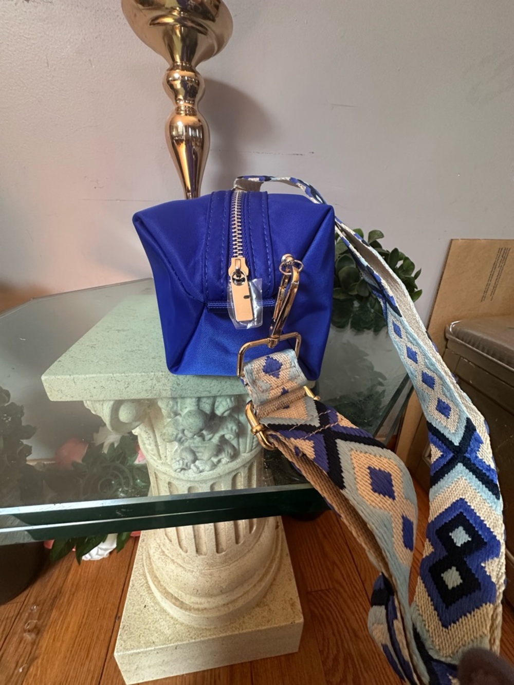 Burberry Royal Blue Satin Logo Pouch - Picture 6 of 11